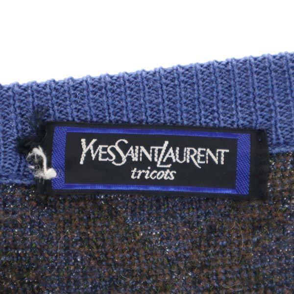 YVES SAINT LAURENT Tricots Mohair Blend Overall Handle Long Sleeve Knit Men's Used