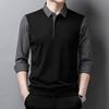 Polo da uomo casual da lavoro, finte due pezzi, con giunture, primavera, autunno, abbigliamento casual maschile, tendenza, camicie a righe a maniche lunghe