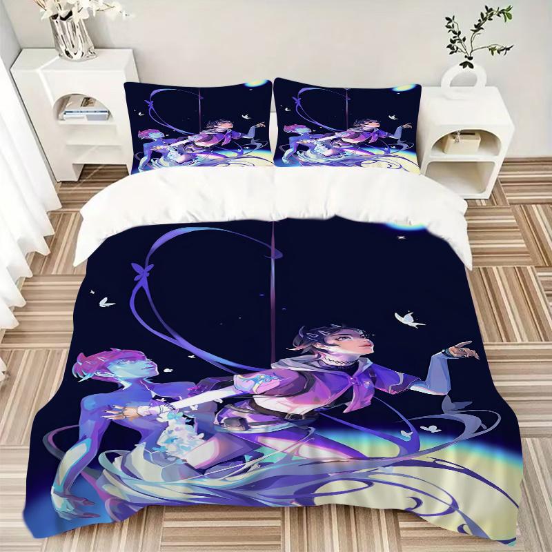 3pcs Butterfly Dreams Valorant Home Bedding Set-Fantasy Floral Decor for Bedroom, Living Room, Hotel, Festival Gift, Travel, Daily Use120202