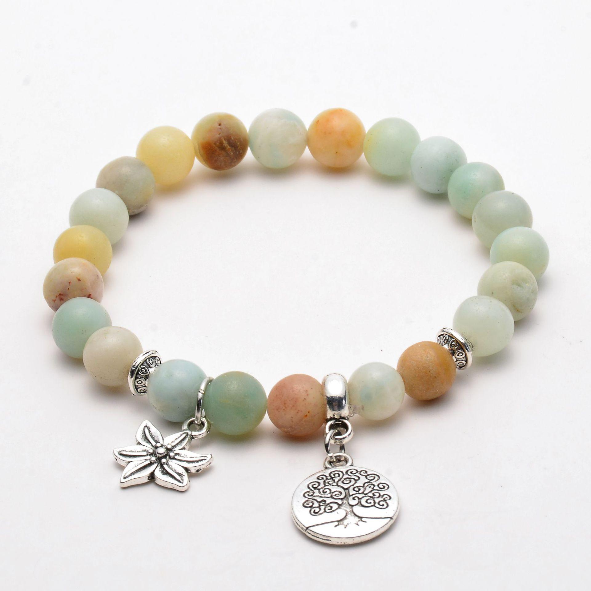European and American jewelry, 8mm Amazon stone, Yoga starfish bracelet, natural stone, Tree of Life, Buddha bead bracelet