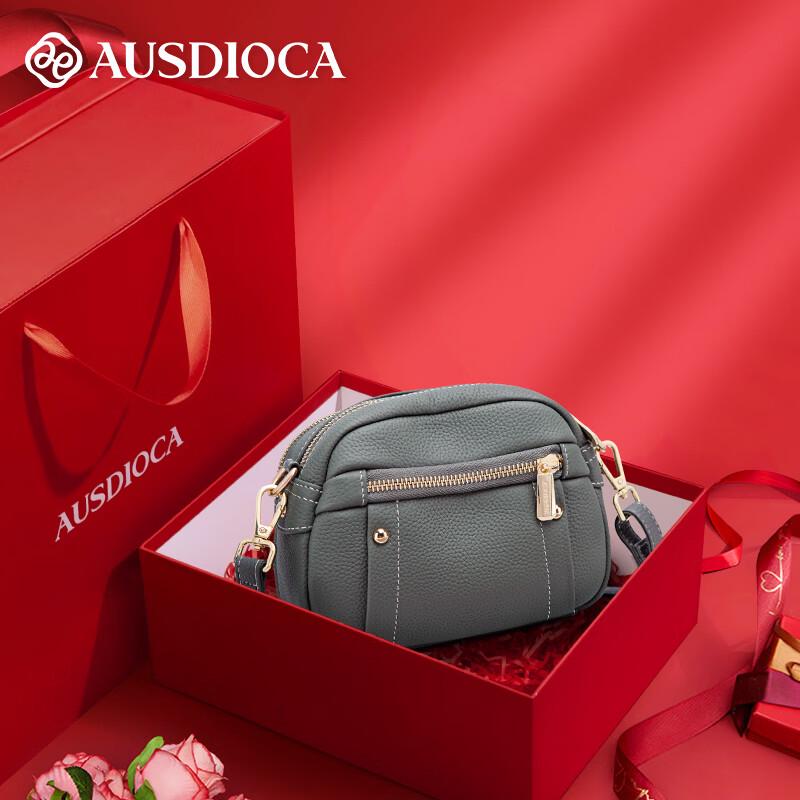 AODIJIA 2026 Genuine Leather Round Crossbody Bag for Women