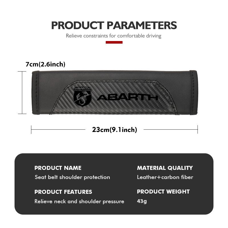 For Abarth Car Seat Shoulder Belt Cover Safety Belt Protector Pad Auto Interior Accessories FIAT 500 FR 500X Grande Punto Tipo