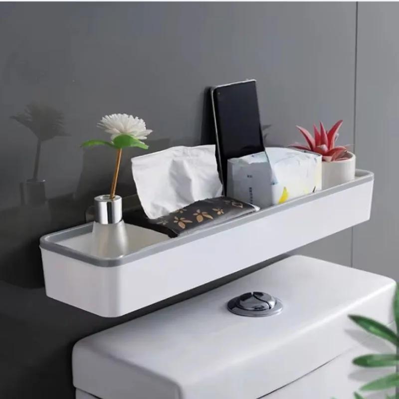 Wall Hanging Toilet Bathroom Storage Cabinet Rack Punch Free Multifunctional Artifact Above Toilet Rack Shelf Organizer Ecoco