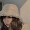 Girl For Women Autumn and Winter Lambwool Bucket Hat Pure Color Caps Korean Style Caps Female Hats