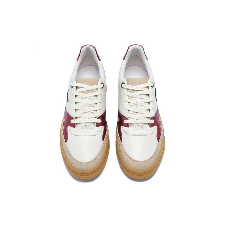 Li-Ning 1990 001 Non-Slip Wear-Resistant Low-Top Skate Shoes Men Sneakers White Brown ALHT003-1