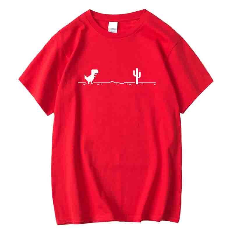 Herren Hohe Qualität 100% Baumwolle Lustiger Dinosaurier Aufdruck T-Shirt Locker Rundhals Sommer Kühl Herren T-Shirt Kurzarm T-Shirt Männliches Tee Top