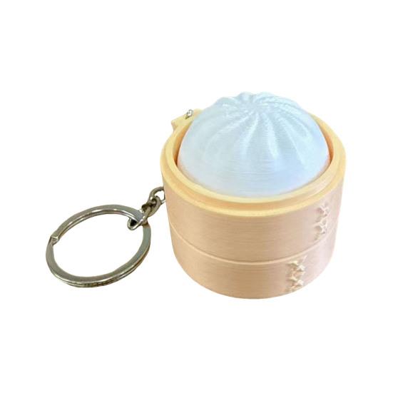 Yousheng 3D Printed Steamed Bun Clicker Keychain, Stress Relief Push Button Fidget Toy, Finger Clicker Keyring Pendant Backpack Handbag