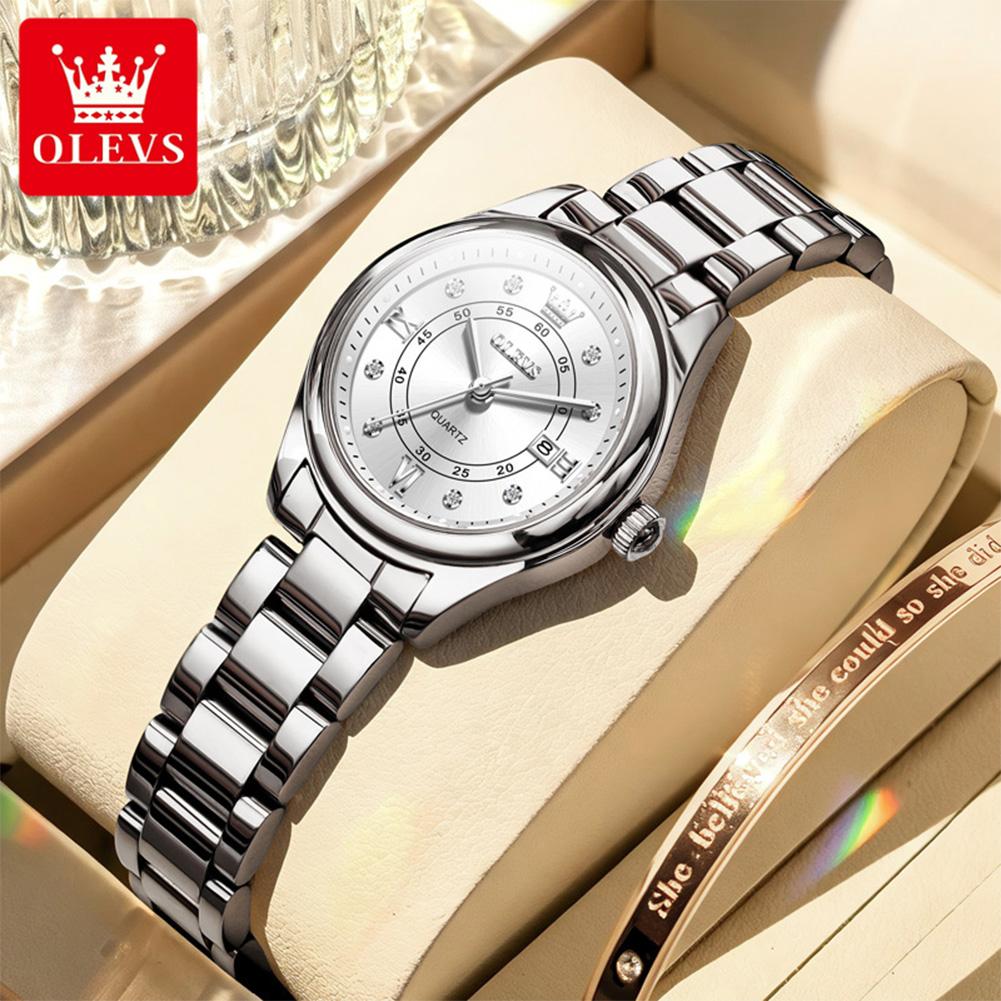 OLEVS New Quartz Watches for Women Solid Steel Strap Elegant Fashion Diamond Dial Woman Watch Waterproof Ladies Wristwatch 5683