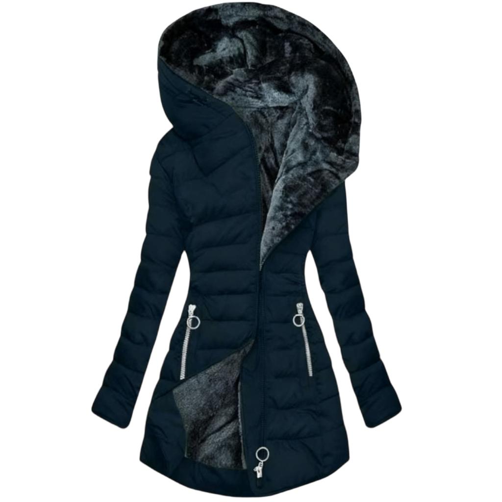 Dámský zimní kabát Teplá bunda Dlouhý elegantní Dámský zimní kabát s dlouhým rukávem a kapsou