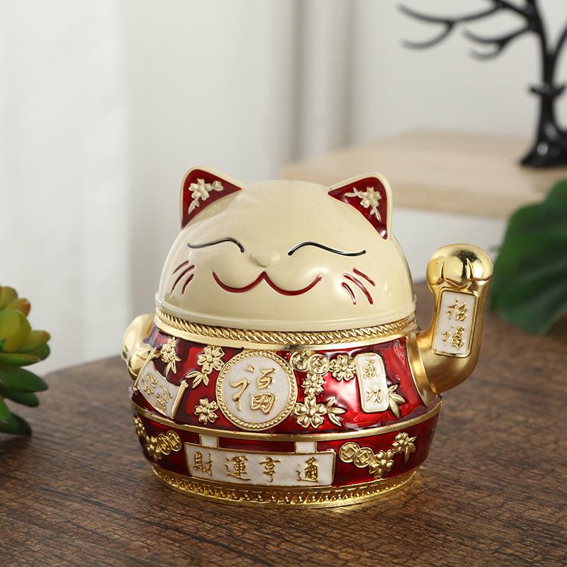 Cat Design Ashtray Zinc Alloy Ashtray Portable Metal Ashtray Anti-fly Cigarette Holder Retro Lucky Cat Home Desk Decoration