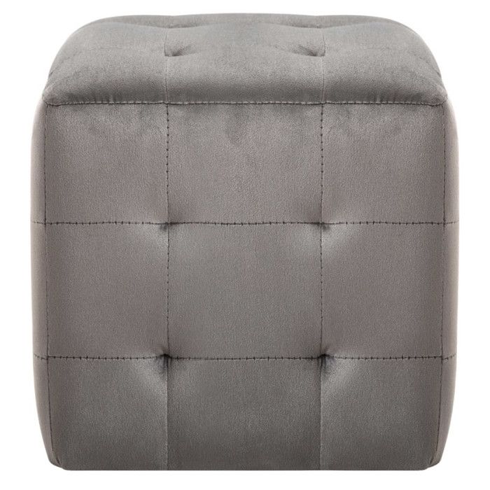VidaXL 2 pcs Poufs Gris 30 x 30 x 30 cm Tissu velours