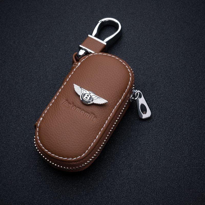 Leather Car LOGO Key Case Cover Organizer Bag For New Bentley Flying Spur Continental GT Bentayga Mulsanne Auto Accessories