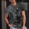 Summer Round Neck 3D Motorcycle Print Top Fashionable Casual Short Sleeved Men's T-shirts