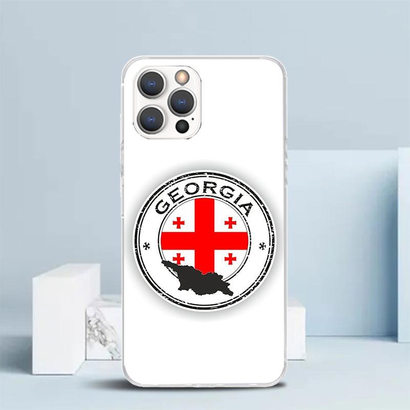 Georgia Flag Phone Case For IPhone 16 17 Air 16E 15 14 Plus 13 Mini 12 11 Pro Max 7 8 + SE 2020 Soft TPU Back Cover 16 17 Air 16