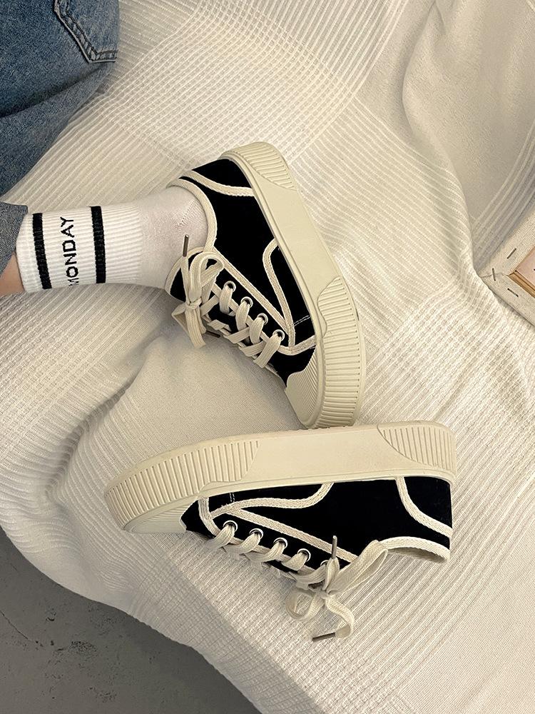 

холщовые кеды на толстой подошве, маленькие белые, женские, весна-осень, ins-тренд 2025, новые нишевые универсальные повседневные спортивные туфли 40 зелёный