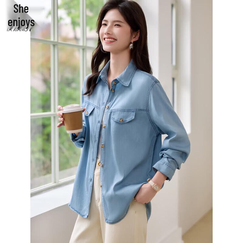 Women s Lyocell Denim Style Long-Sleeve Shirt M