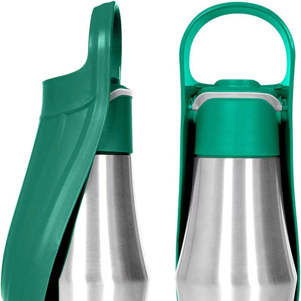 

Удобная для путешествий бутылка для воды для собак из нержавеющей стали - герметичный диспенсер для воды для домашних животных для активного отдыха cal поли зеленый