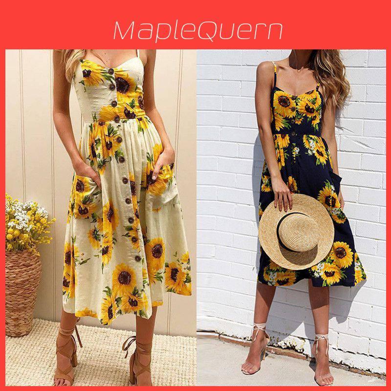 Stylish Summer Women's Backless Dress With Button Detail And V Neckline In Beige And Blue