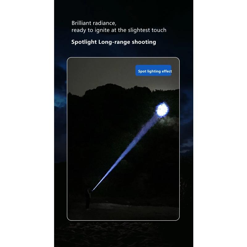 High Power Spotlight Long Range LED Flashlight Built-in 18650 Battery Aluminum Alloy With Tail Magnet For Cycling Camping