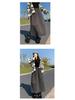 Women's 2026 Black Wool Plaid High-Waist A-line Skirt - Autumn/Winter Slimming Mid-Length