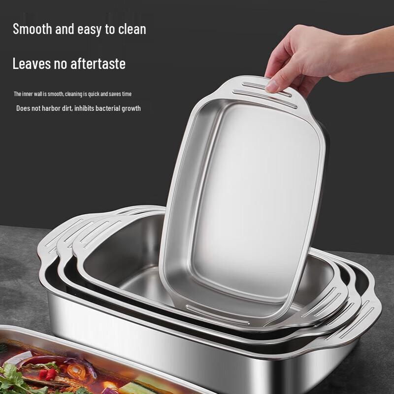 Huihuang Stainless Steel Deep Square Meal Plate with Oil Brush