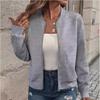 2025 Spring European & American Fashion Half-High Collar Zipper Knit Women's Long-Sleeve Cardigan