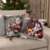 Weihnachts-Kissenbezug Bedruckt Weihnachtsmann Geschenk Feiertag Zuhause Kissen Kissenbezug