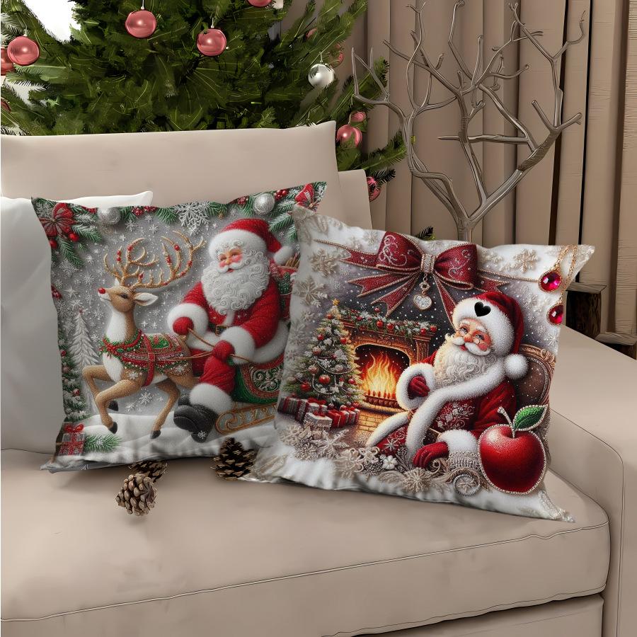 Weihnachts-Kissenbezug Bedruckt Weihnachtsmann Geschenk Feiertag Zuhause Kissen Kissenbezug