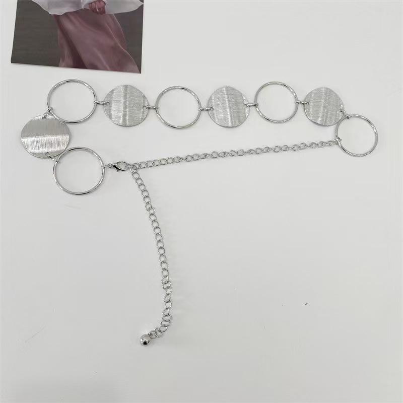 Fashionable Metal Round Disc Splicing Women'S Waist Chain Dress Decoration Body Chain Jewelry Accessories