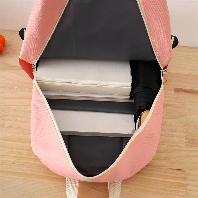 Canvas Student Backpack Four-piece Fashion Harajuku Junior High School Campus School Bag