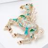 Trendy Enamel Horse Shaped Brooch Rhinestones Embellished Decorative Jewelry for Dresses Jackets Bags