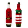 Cozy Knit Red Wine Bottle Sleeve With Striped Elf Design For Christmas Celebration
