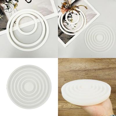 Hanging Rings Ornament Resins Molds for Epoxy Resin, 5 Cavities Circular Silicones Molds for Making Gypsum Decoration X3UC