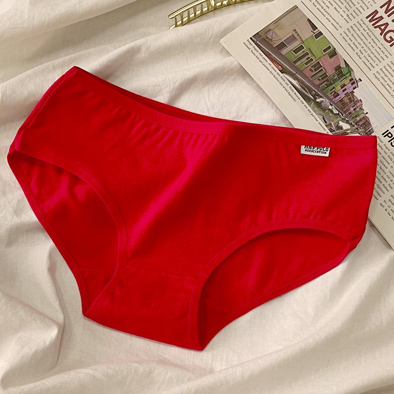 Pure Cotton Women's Low Waist Briefs - Solid Color, Breathable Underwear for Teens and Students