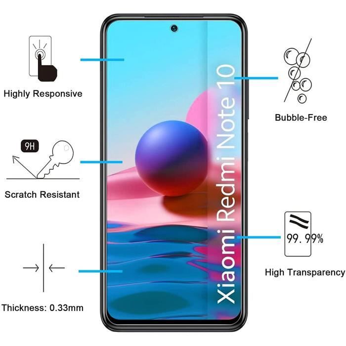 Protection Film - Phonillico - Xiaomi REDMI NOTE 10 4G - Pack of 2 - Tempered Glass - Scratch Resistant