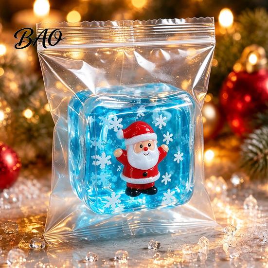 Stress Relief Cube Toy for Halloween Christmas, Anxiety Reduction Ice Squeeze Toy, Slow Rising Clear Sensory Holiday Gift Elastic TPR