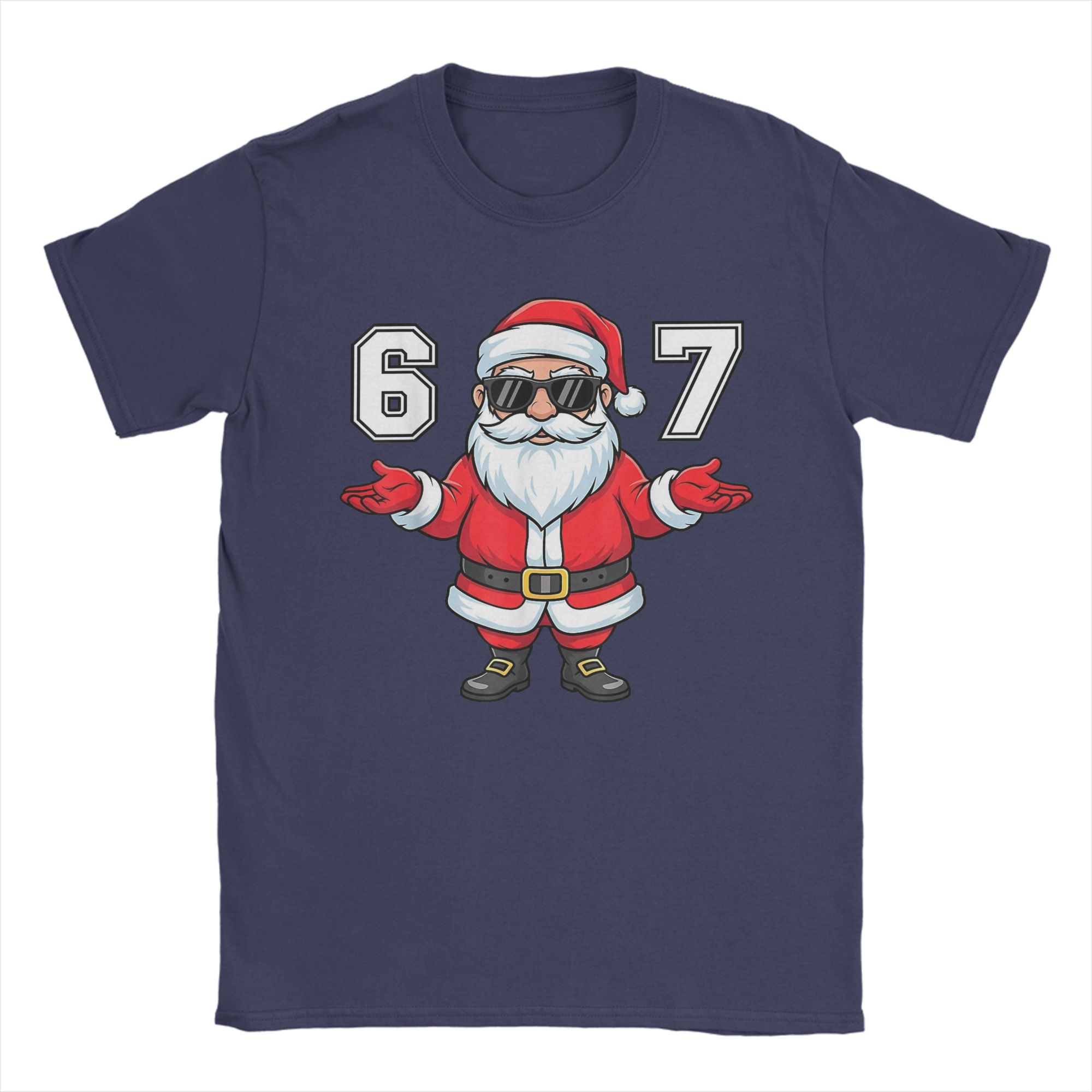 

6 7 Christmas Six Seven Meme Men s T Shirt Vintage Tees Short Sleeve O Neck T-Shirts 100% Cotton Printed Clothing 4XL