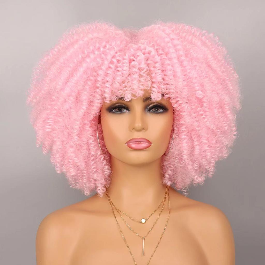 More Than 30 Types Of Micro Rolled European American Explosive Hair Wigs Covers African Small Rolls Fluffy Short Curly Kinky High-temperature Silk