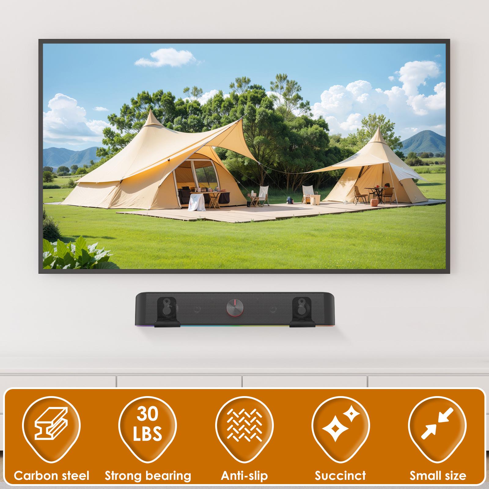 Sound Bar Mounts Universal Speaker Bracket Under TV Wall Mount Nonslip Soundbar Shelf Under TV Space Saving nero