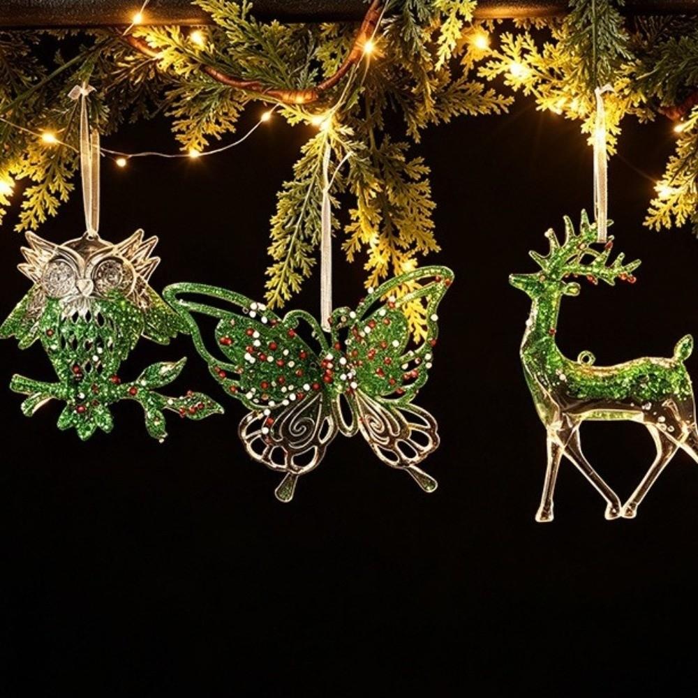 Glitter Dust Finish Christmas Snowflake Ornament Semi-Green Glitter Xmas Tree Ornament Holiday