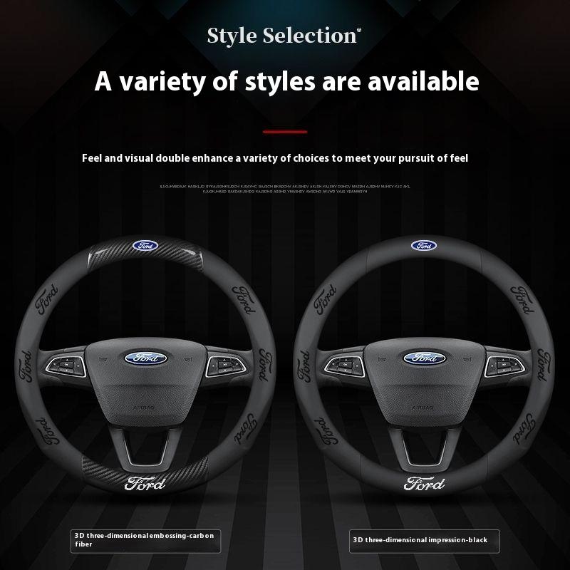 Car 3D Embossing Carbon Fiber Steering Wheel Cover Ford Mondeo F150 Fusion Mustang EXPLORER ESCAPE EDGE Fiesta Focus Kuga Ranger