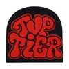 Casual Hip Hop Style Cap Bold Black Lettering with Red Heart Graphic Custom Logo Elastic Knitted Unisex Jacquard Beanie