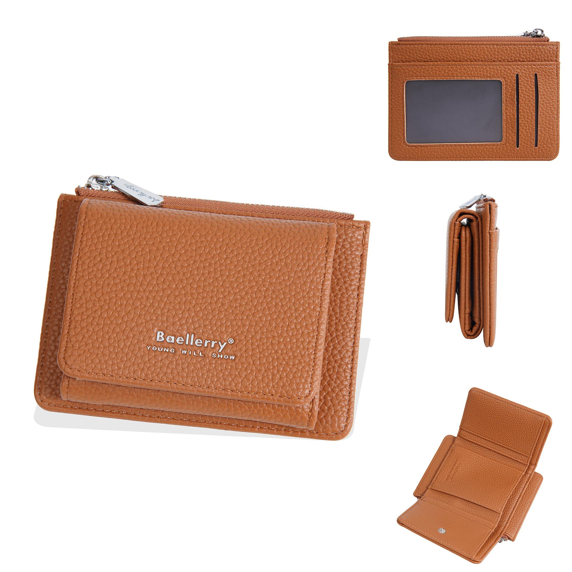 Новый женский короткий кошелек высококачественный с узором личи на молнии для мелочи нишевый скидка 30 картхолдер женский коричневый 1590₽