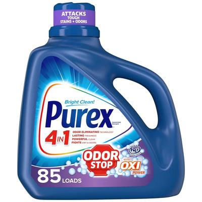 Détergent à lessive liquide Odor Stop Oxi 128oz 85 Lavages Élimination des taches Fraîcheur longue durée Compatible avec les lave-linge HE