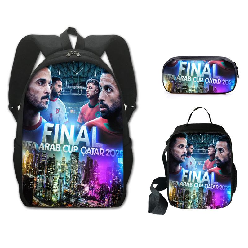 Set Zaino da Fan Coppa del Mondo 2026 Zaino 3 in 1 Borsa a Tracolla Astuccio Zaino Scolastico per Studenti Grande Capacità Tema Calcio