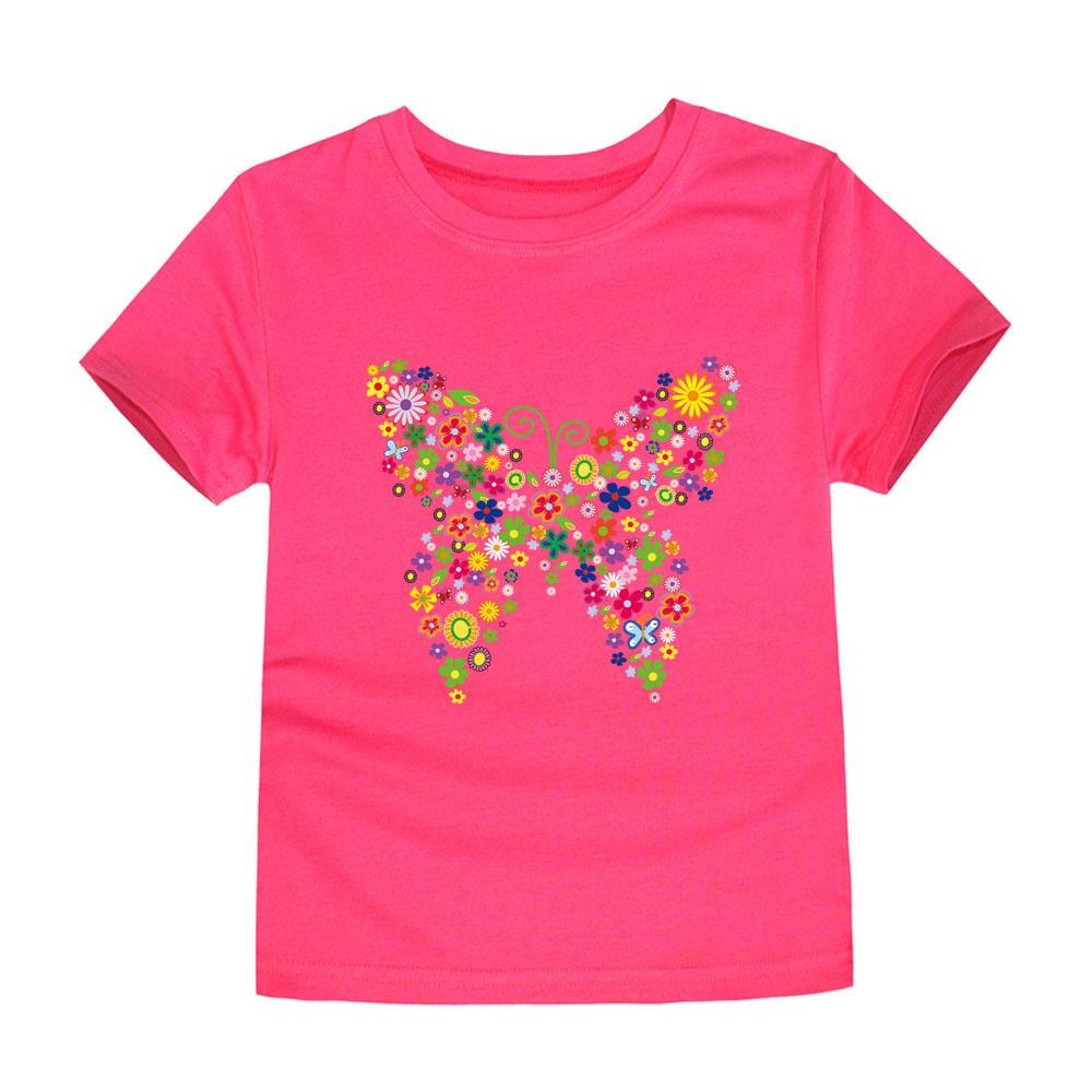 Simple Flowers girls' T-shirt with 3D printed letters, children's short sleeved