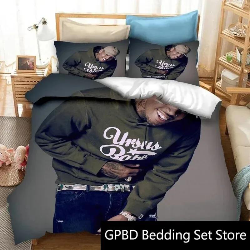 3D Druck Rapper Chris Brown Bettwäsche Set Doppel Twin King Bettbezug Bettdecke Kissenbezug Jungen Mädchen Erwachsene Schlafzimmer