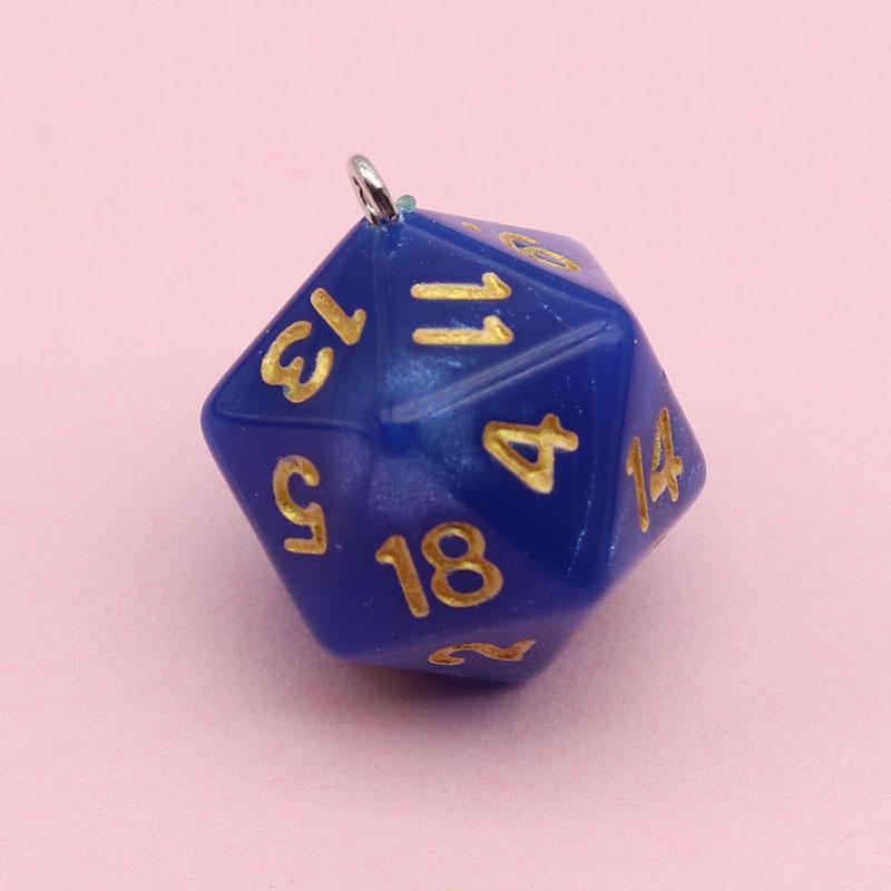 20-Sided Pearl Acrylic Dice Shaker Bag Keychain Pendant for DIY Jewelry