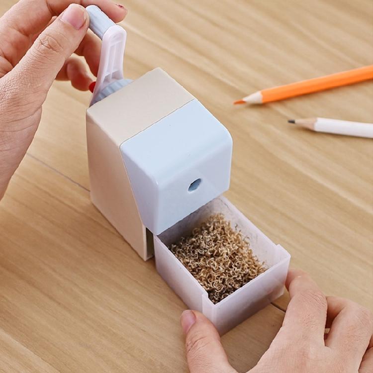 Classroom Manual Pencil Sharpener with Shavings Container, Auto Feeding In Adjustable Thickness Sharpener for Student