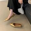 Fashion Low Heels Shoes Woman 2025 Metal Chain Shallow Mouth Female Footwear Pointed Toe Autumn New Buckle Dress Fall Nurse Med Thin